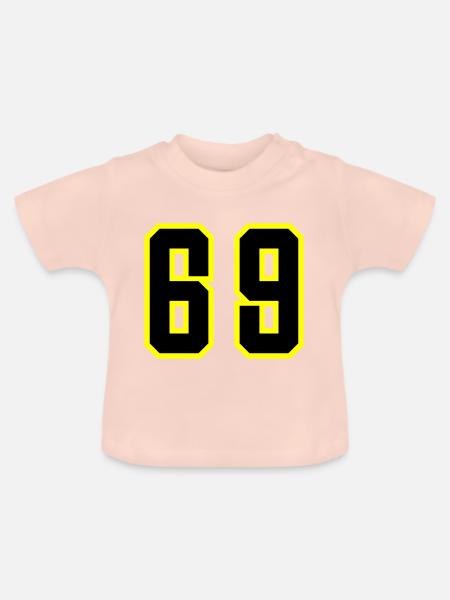 69 Zahl Trikot - Baby Bio-T-Shirt mit Rundhals - Kristallrosa