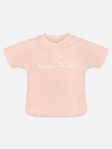 Herzschlag Kleeblatt Irland Liebe Geschenk - Baby Bio-T-Shirt mit Rundhals - Kristallrosa