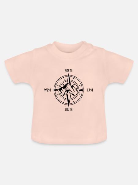 kompass berge design - Baby Bio-T-Shirt mit Rundhals - Kristallrosa