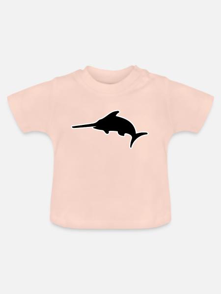 Schwertfisch Silhouette - Baby Bio-T-Shirt mit Rundhals - Kristallrosa
