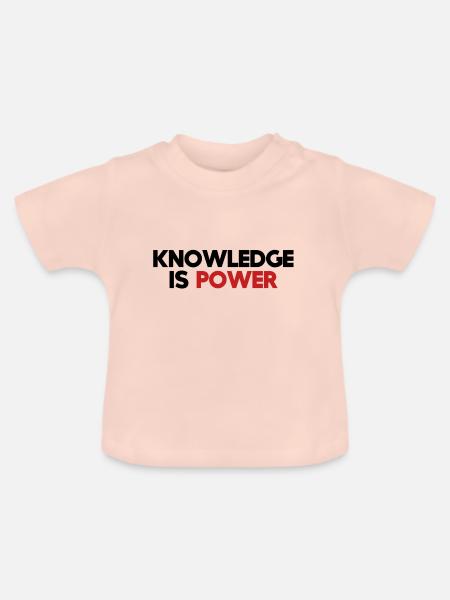 knowledge is power - Baby Bio-T-Shirt mit Rundhals - Kristallrosa