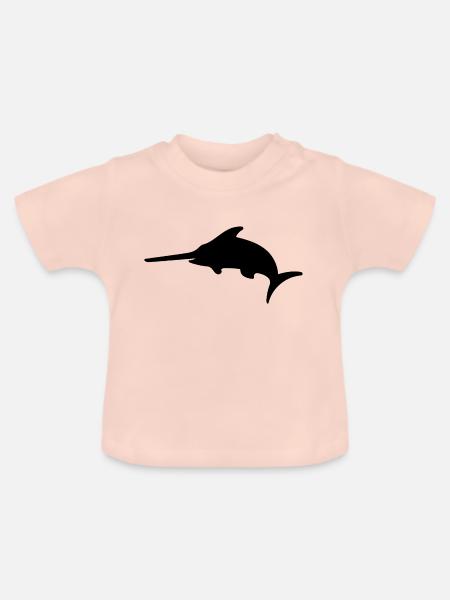Schwertfisch Silhouette - Baby Bio-T-Shirt mit Rundhals - Kristallrosa