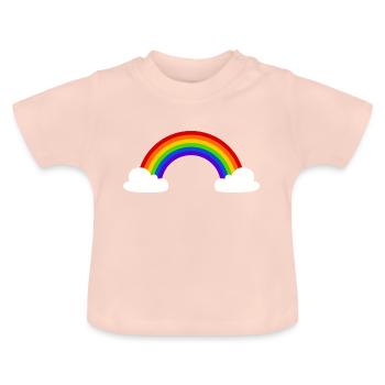 Regenbogen mit Wolken - Baby Bio-T-Shirt mit Rundhals - Kristallrosa - Vorne
