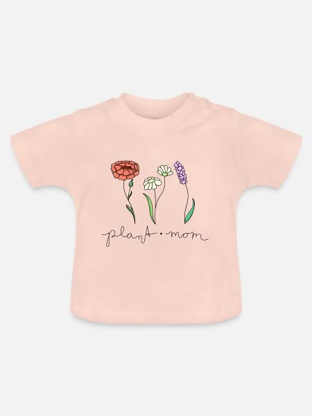 plantmom Blumen - Baby Bio-T-Shirt mit Rundhals - Kristallrosa