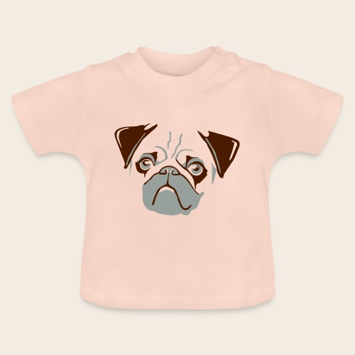 otiz mops kopf 2farbig - Baby Bio-T-Shirt mit Rundhals