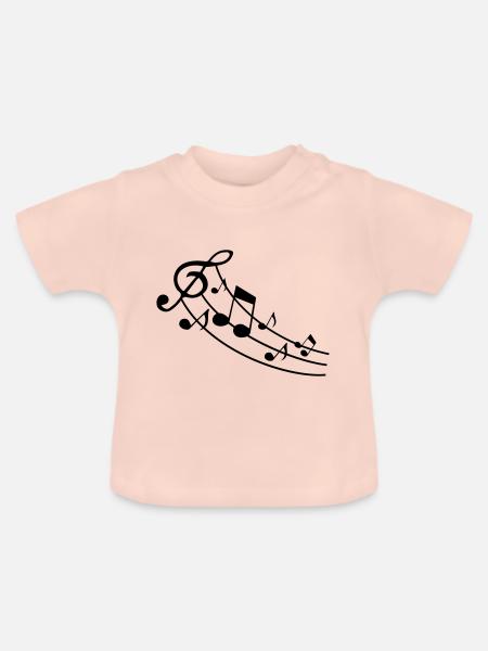 music design musiknote - Baby Bio-T-Shirt mit Rundhals - Kristallrosa