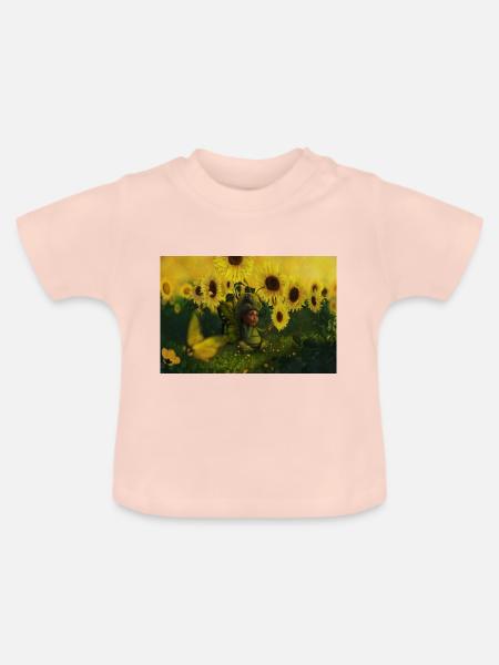 Baby Blume - Baby Bio-T-Shirt mit Rundhals - Kristallrosa