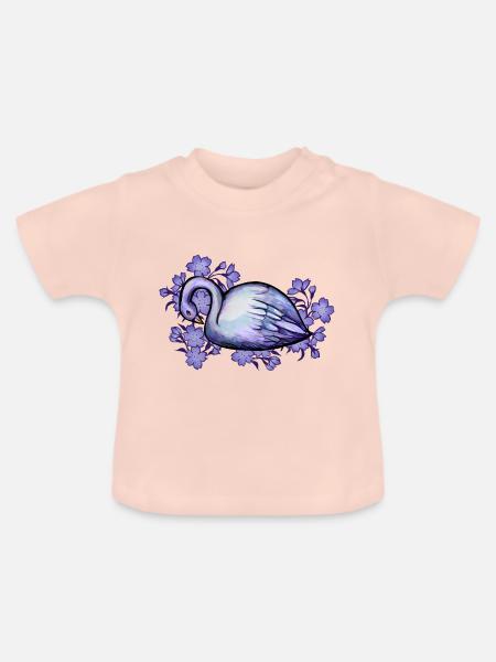 Lila Schwan - Baby Bio-T-Shirt mit Rundhals - Kristallrosa