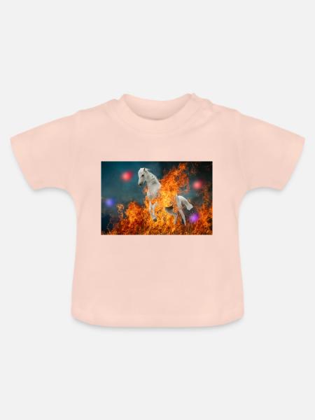 Ein brennendes Pferd. - Baby Bio-T-Shirt mit Rundhals - Kristallrosa