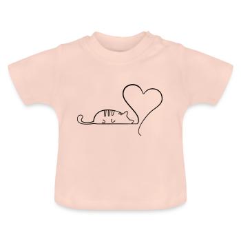 Chat avec un cœur - T-shirt bio col rond Bébé - rose cristal - Devant