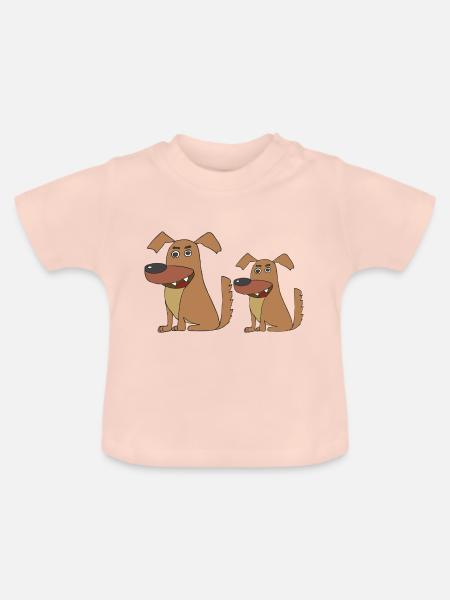 hund gross und klein - Baby Bio-T-Shirt mit Rundhals - Kristallrosa