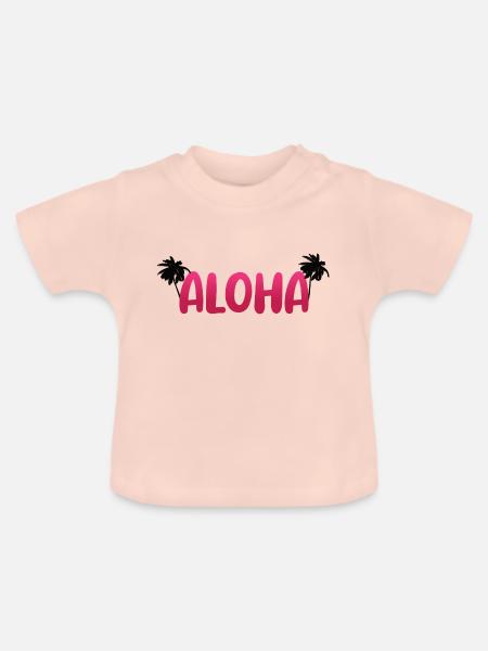 Aloha Palmen - Baby Bio-T-Shirt mit Rundhals - Kristallrosa