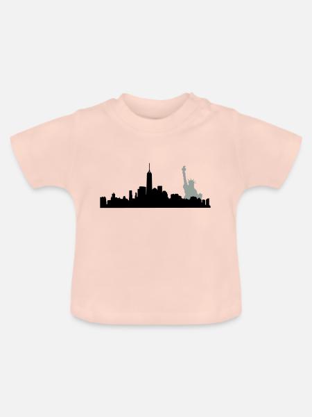 manhatten skyline - Baby Bio-T-Shirt mit Rundhals - Kristallrosa