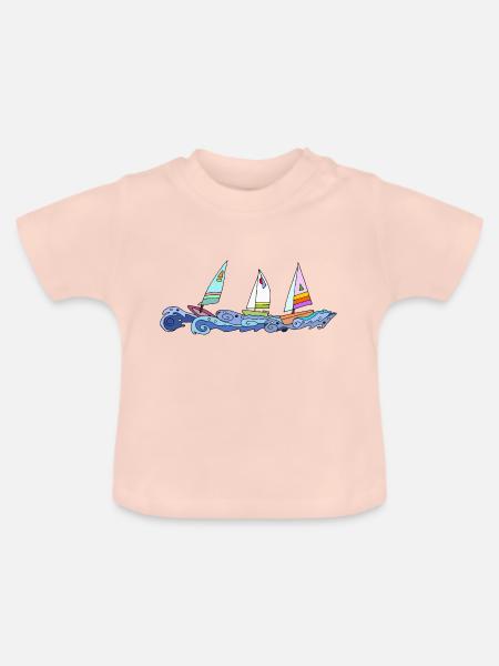 Segelboote - Baby Bio-T-Shirt mit Rundhals - Kristallrosa