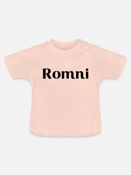 Romni - Schwarze Schrift - Baby Bio-T-Shirt mit Rundhals - Kristallrosa