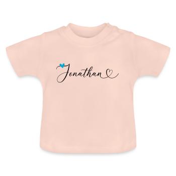 Jonathan Name Vorname Kalligrafieherz - Baby Bio-T-Shirt mit Rundhals - Kristallrosa - Vorne