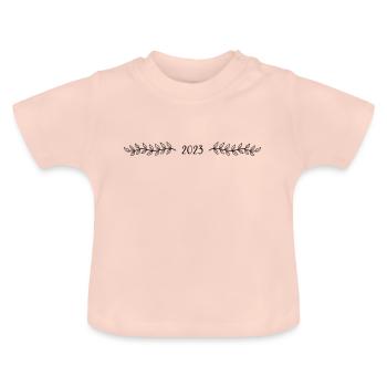 2023 - Jahr - Linie - Jahreswechsel - Baby Bio-T-Shirt mit Rundhals - Kristallrosa - Vorne