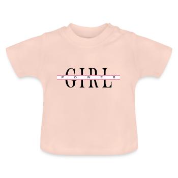 Girl Power bogstaver - Økologisk T-shirt til baby, rund hals - krystalrosa - Foran