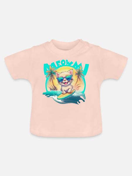 Kätzchen Surfer - Baby Bio-T-Shirt mit Rundhals - Kristallrosa