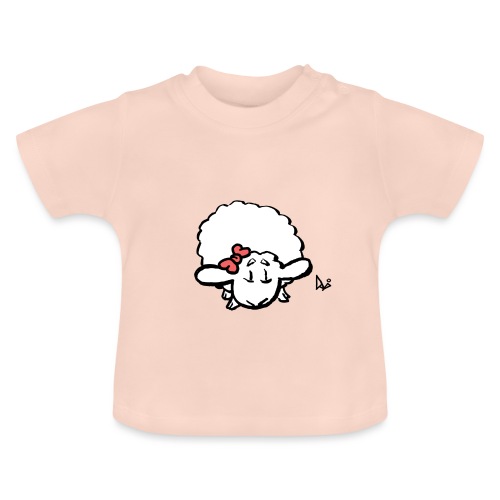 Vauvan karitsa (vaaleanpunainen) - Vauvan luomu-t-paita, jossa pyöreä pääntie