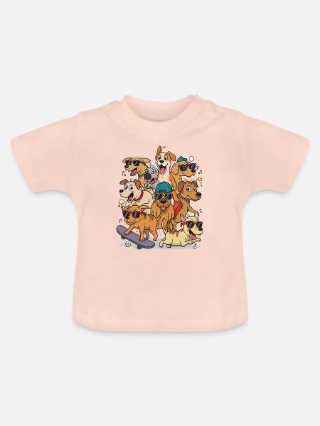 Glückliche Hunde - Baby Bio-T-Shirt mit Rundhals - Kristallrosa