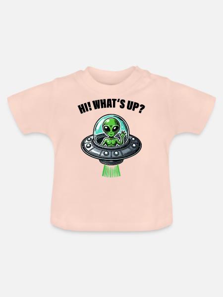 ufo alien hi - Baby Bio-T-Shirt mit Rundhals - Kristallrosa