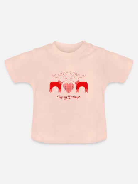 Entzückendes Ren - Baby Bio-T-Shirt mit Rundhals - Kristallrosa