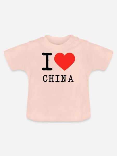 I love China - Baby Bio-T-Shirt mit Rundhals - Kristallrosa
