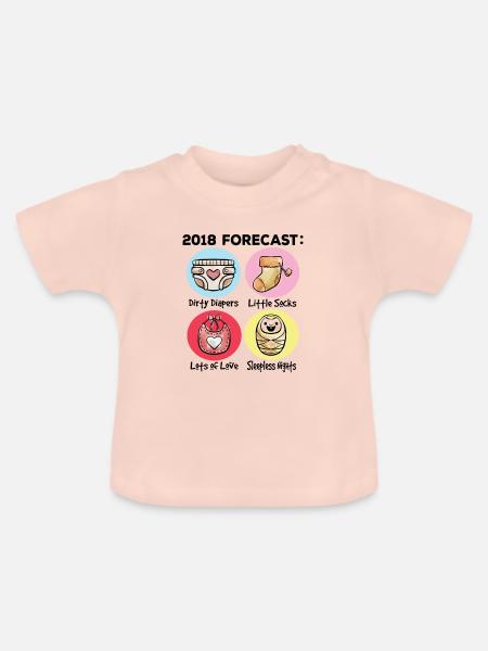 2018 Forecast Mom Dad pregnancy Announcement - Baby Bio-T-Shirt mit Rundhals - Kristallrosa