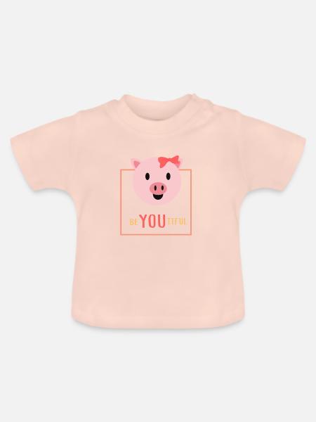 Schweinchen - Baby Bio-T-Shirt mit Rundhals - Kristallrosa