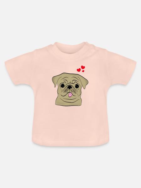 Mops - Pug - Baby Bio-T-Shirt mit Rundhals - Kristallrosa