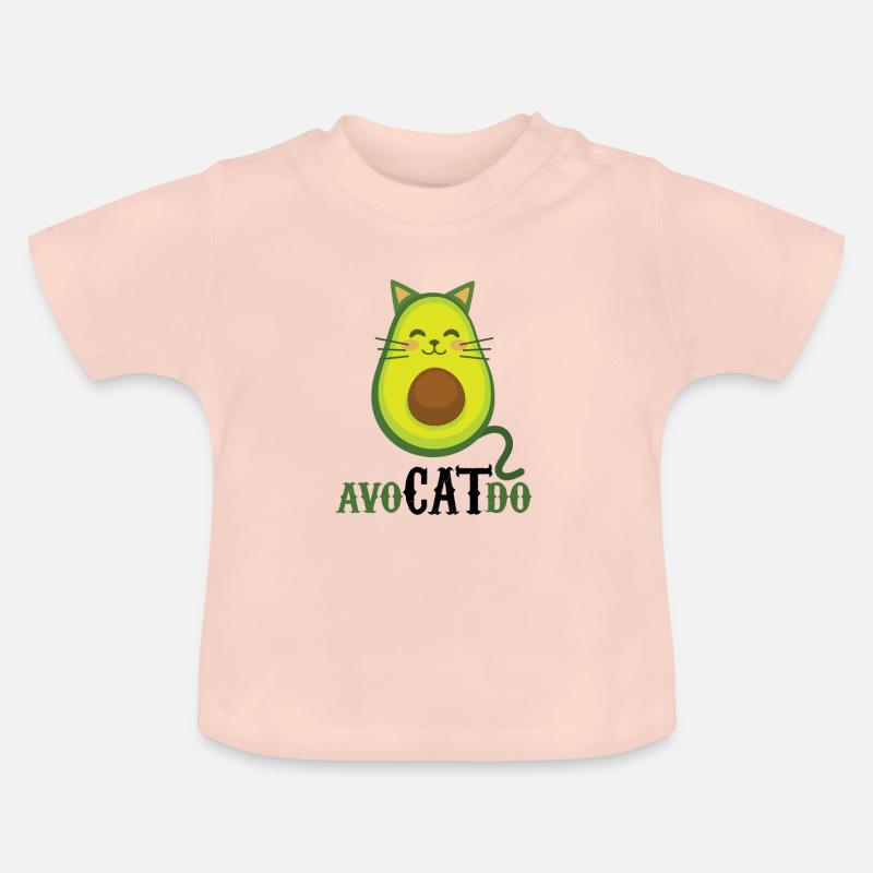 Chat Avocado jeu de mots - T-shirt bio col rond Bébé - rose cristal