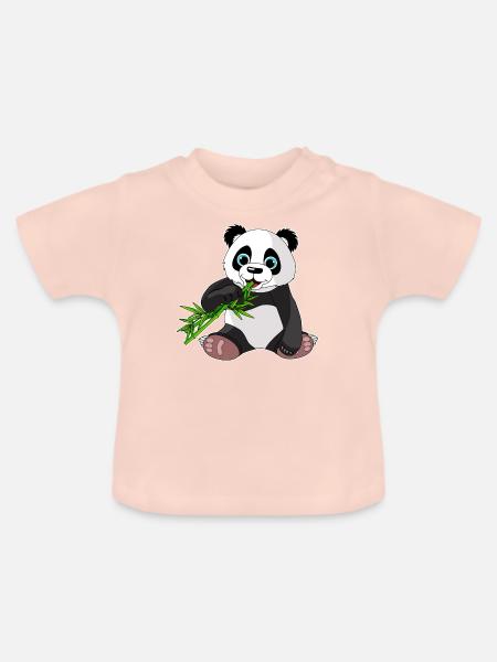 süßer Panda Bär, Geschenk, Bambus,Cartoon,Niedlich - Baby Bio-T-Shirt mit Rundhals - Kristallrosa