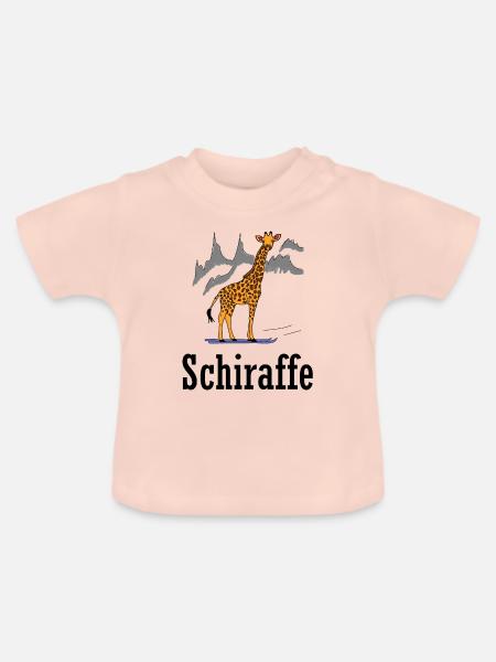 lustige Giraffe Ski Schiraffe Berge Geschenkidee - Baby Bio-T-Shirt mit Rundhals - Kristallrosa
