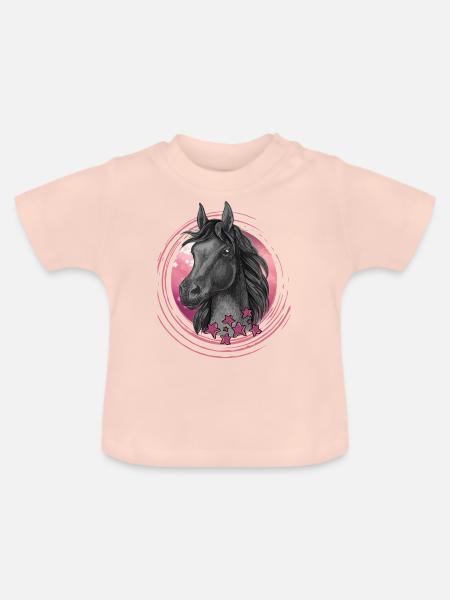 Pferd Sterne funkeln - Baby Bio-T-Shirt mit Rundhals - Kristallrosa