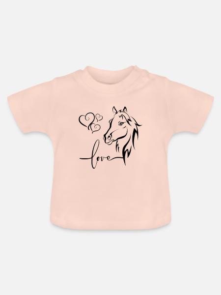 Pferd Herzen Liebe - Baby Bio-T-Shirt mit Rundhals - Kristallrosa