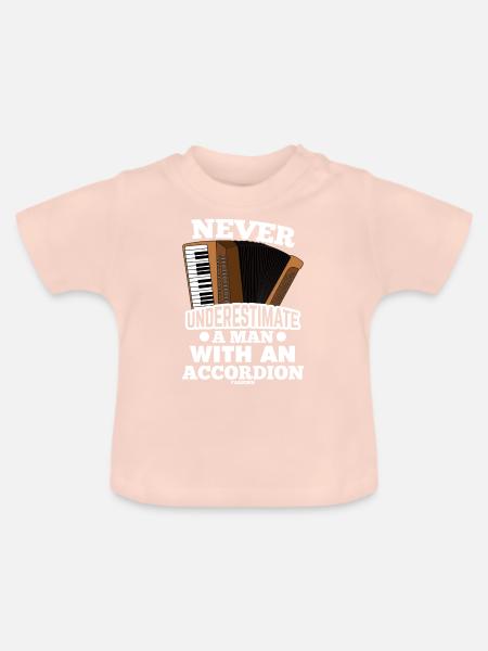 Opa spielt Akkordeon - Baby Bio-T-Shirt mit Rundhals - Kristallrosa