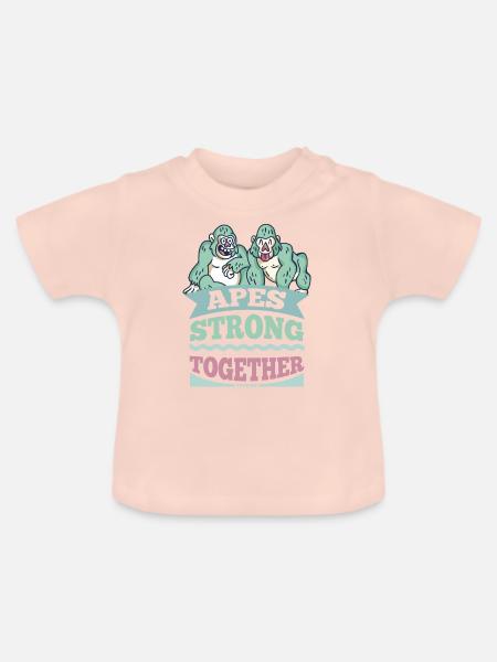 Apes Strong Together - Baby Bio-T-Shirt mit Rundhals - Kristallrosa