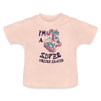 I'm a super unicorn skater - T-shirt bio col rond Bébé - rose cristal - Devant