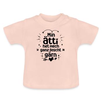 Min Ätti het mech ganz fescht gärn Schweiz Opa - Baby Bio-T-Shirt mit Rundhals - Kristallrosa - Vorne
