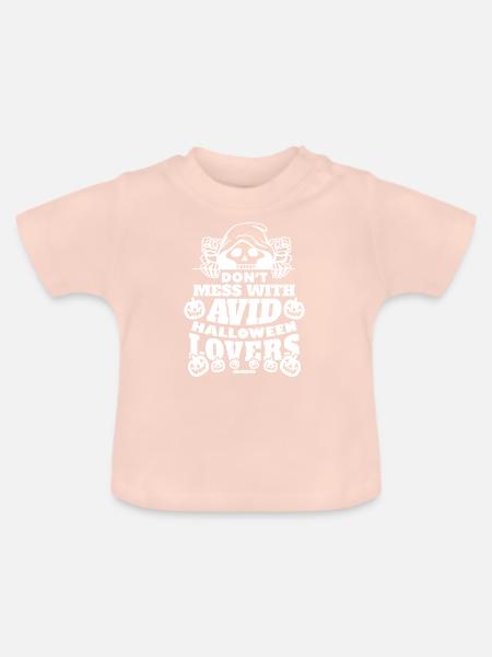 Skelett mit Kürbissen - Baby Bio-T-Shirt mit Rundhals - Kristallrosa