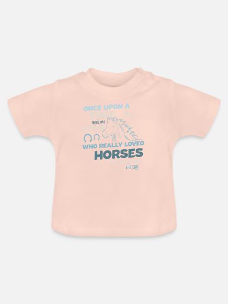 ich liebe Pferde - Baby Bio-T-Shirt mit Rundhals - Kristallrosa