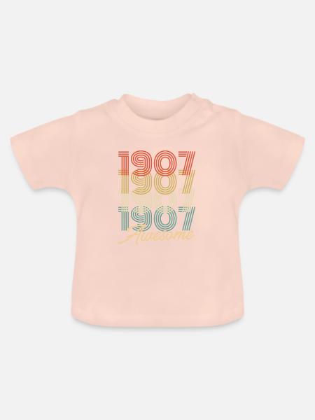 Funny Birthday Awesome 1907 - Baby Bio-T-Shirt mit Rundhals - Kristallrosa