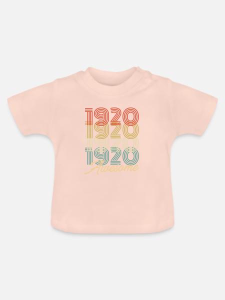 Funny Birthday Awesome 1920 - Baby Bio-T-Shirt mit Rundhals - Kristallrosa