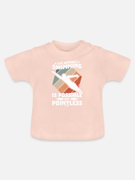 Schwimmen - Baby Bio-T-Shirt mit Rundhals - Kristallrosa