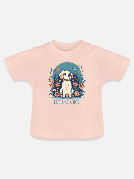 Lebe wie ein Hund - Baby Bio-T-Shirt mit Rundhals - Kristallrosa