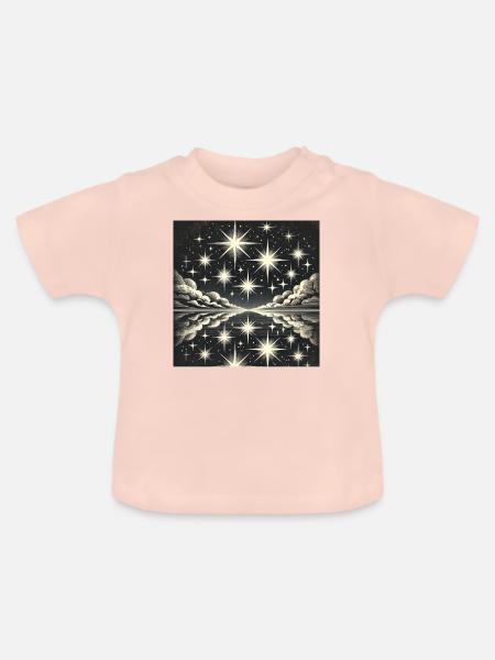 Funkelnder Nachthimmel Sternschnuppe Sterne - Baby Bio-T-Shirt mit Rundhals - Kristallrosa