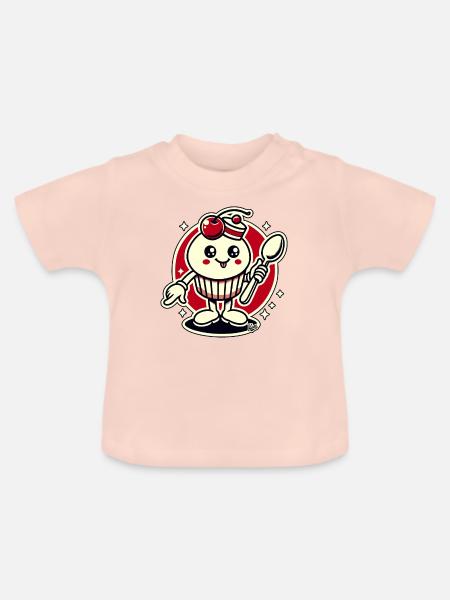 Cupcake-Kirsch-Löffel-Typ - Baby Bio-T-Shirt mit Rundhals - Kristallrosa