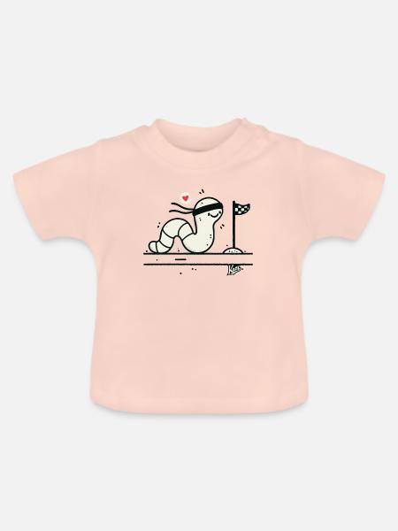 Langsame Wurmrennen Ziellinie - Baby Bio-T-Shirt mit Rundhals - Kristallrosa