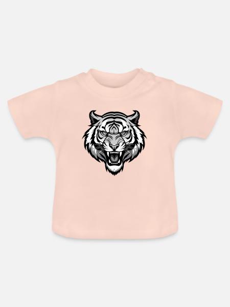 Tiger Kopf - Baby Bio-T-Shirt mit Rundhals - Kristallrosa